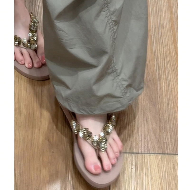 法国GUA3 THREE厚底拖鞋女夏季外穿水钻人字拖仙女风夏天绝美凉鞋