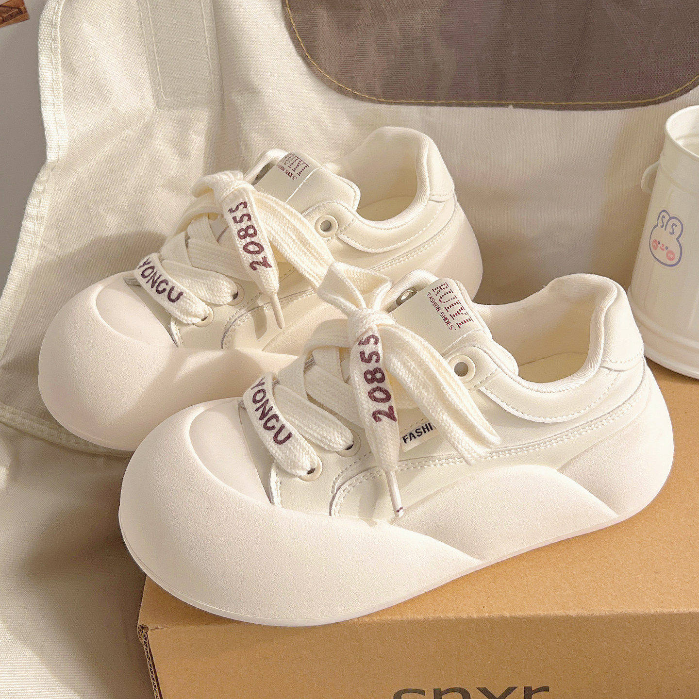 MDCW面包鞋女巨好看奶呼呼厚底小白鞋配裙子的鞋子百搭运动休闲鞋