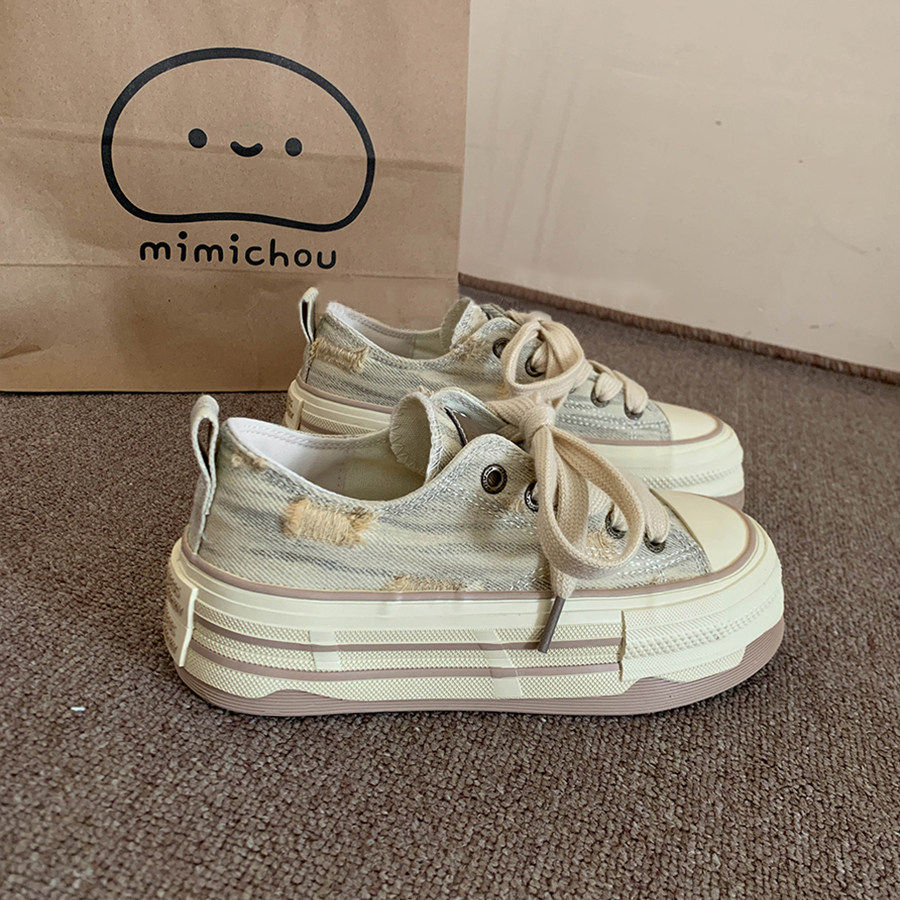 法国Uamtor厚底帆布鞋女款春夏季透气布鞋女2026新款百搭休闲鞋