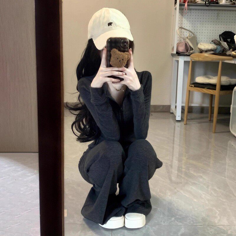 英国DHWA高级感减龄长袖外套韩系卫衣女春秋季休闲运动套装两件套
