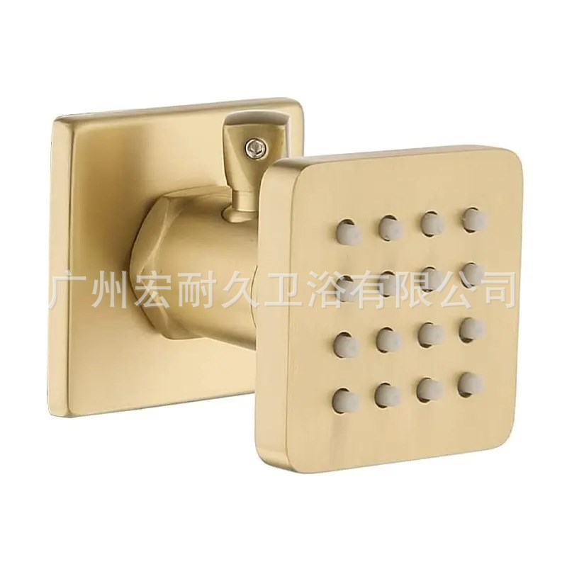 全铜淋浴暗装硅胶出水嘴小侧喷花洒方形止水腰喷可旋转腰