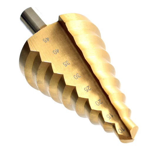 宝塔钻头10-45mm三角柄开孔器高速钢扩孔台阶钻金色镀钛阶梯钻头