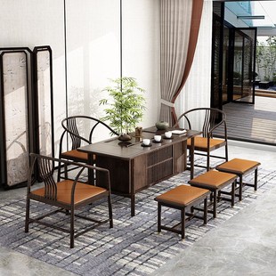 茶桌椅组合实木功夫茶台办公室家用一体阳台泡茶桌禅意整装 新中式