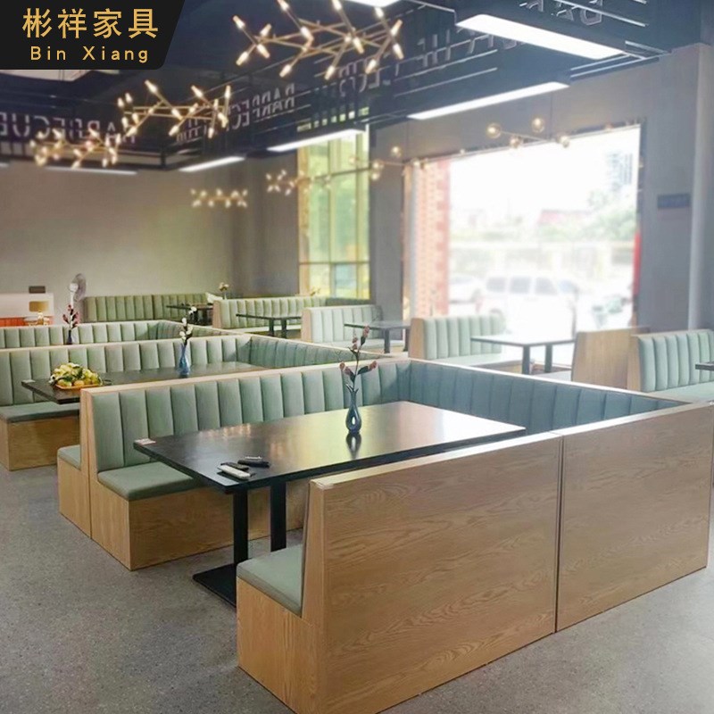 甜品店奶茶店卡座沙发凳 商用汉堡饭店西餐厅靠墙软包L型转角卡座