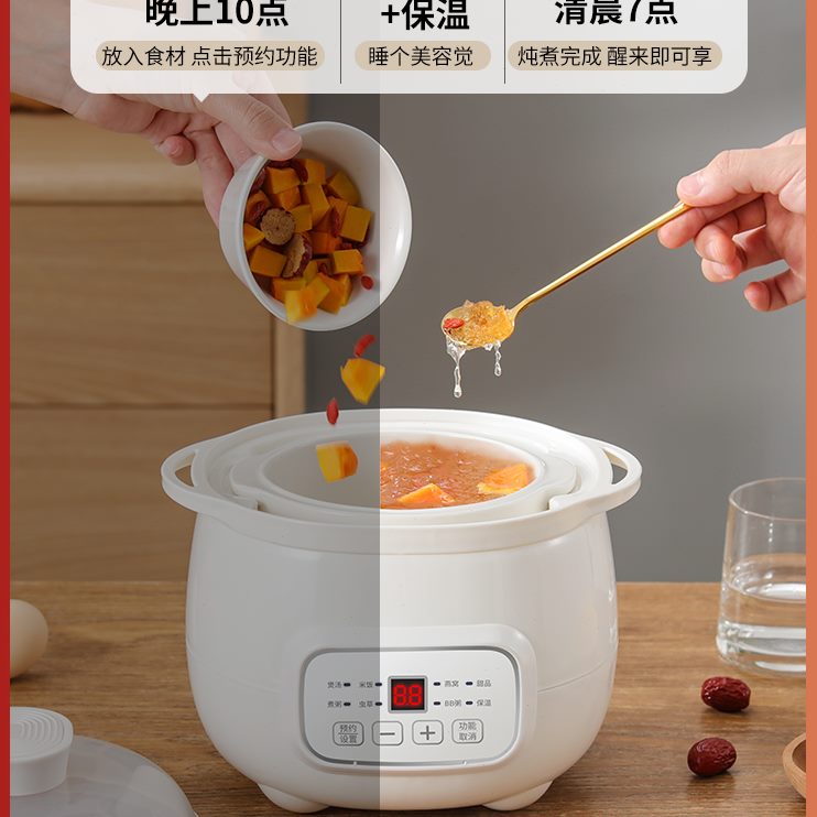 小型煲汤锅煮粥神器电炖盅隔水炖锅家用陶瓷电炖锅熬专用婴儿燕窝