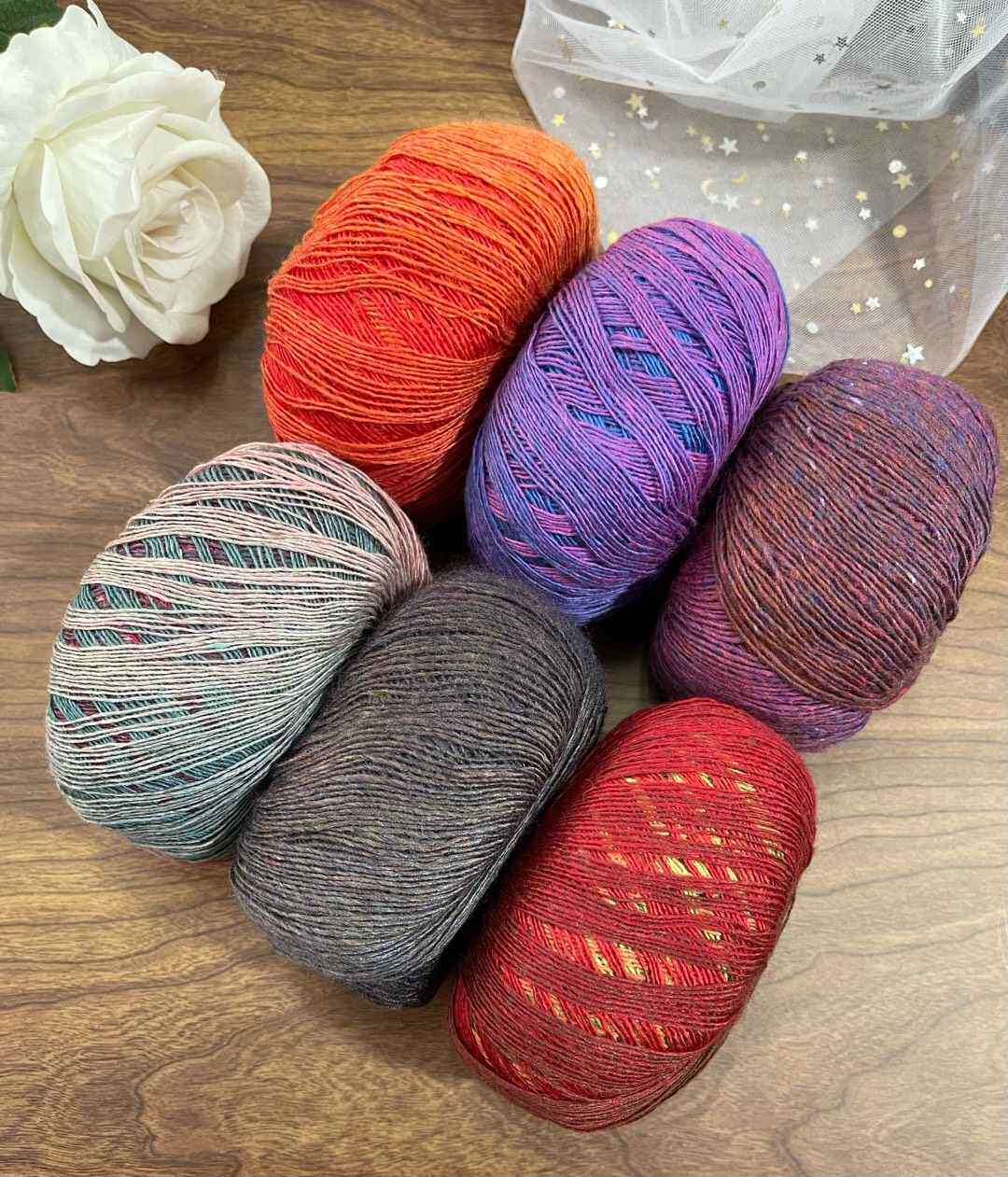 手工编织钩针中细毛线长距离段染