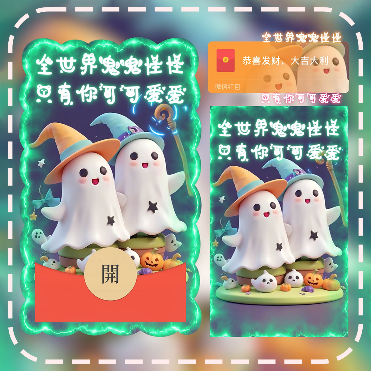 万圣节可爱鬼微信红包封面序列号动态音乐vx古古怪怪万圣红包封面