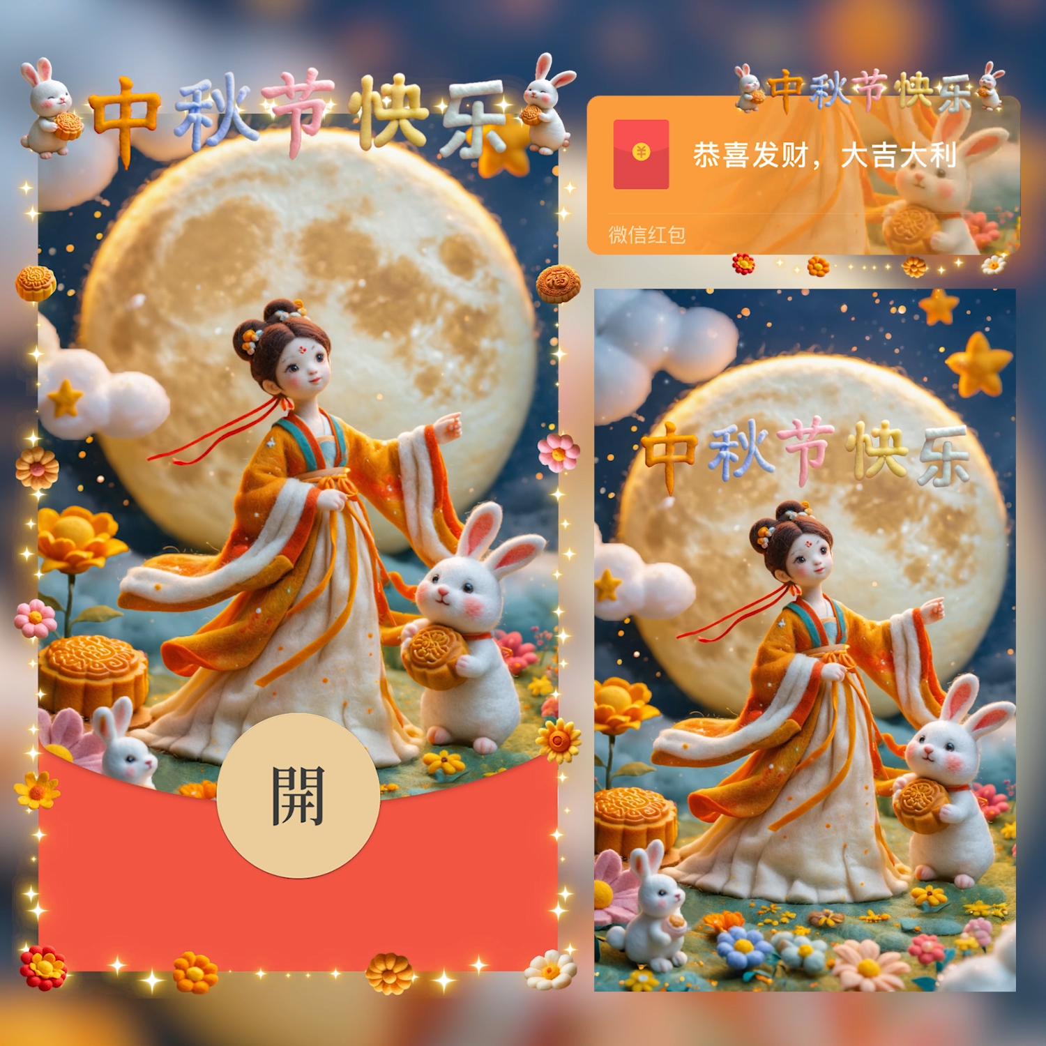 中秋节快乐微信红包封面序列号动态音乐可爱月亮中秋节红包封面