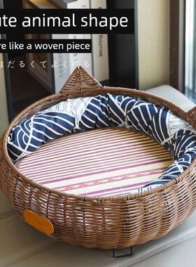 日本Samb猫窝夏季猫床防潮猫产房猫窝藤猫睡窝通用所有季节