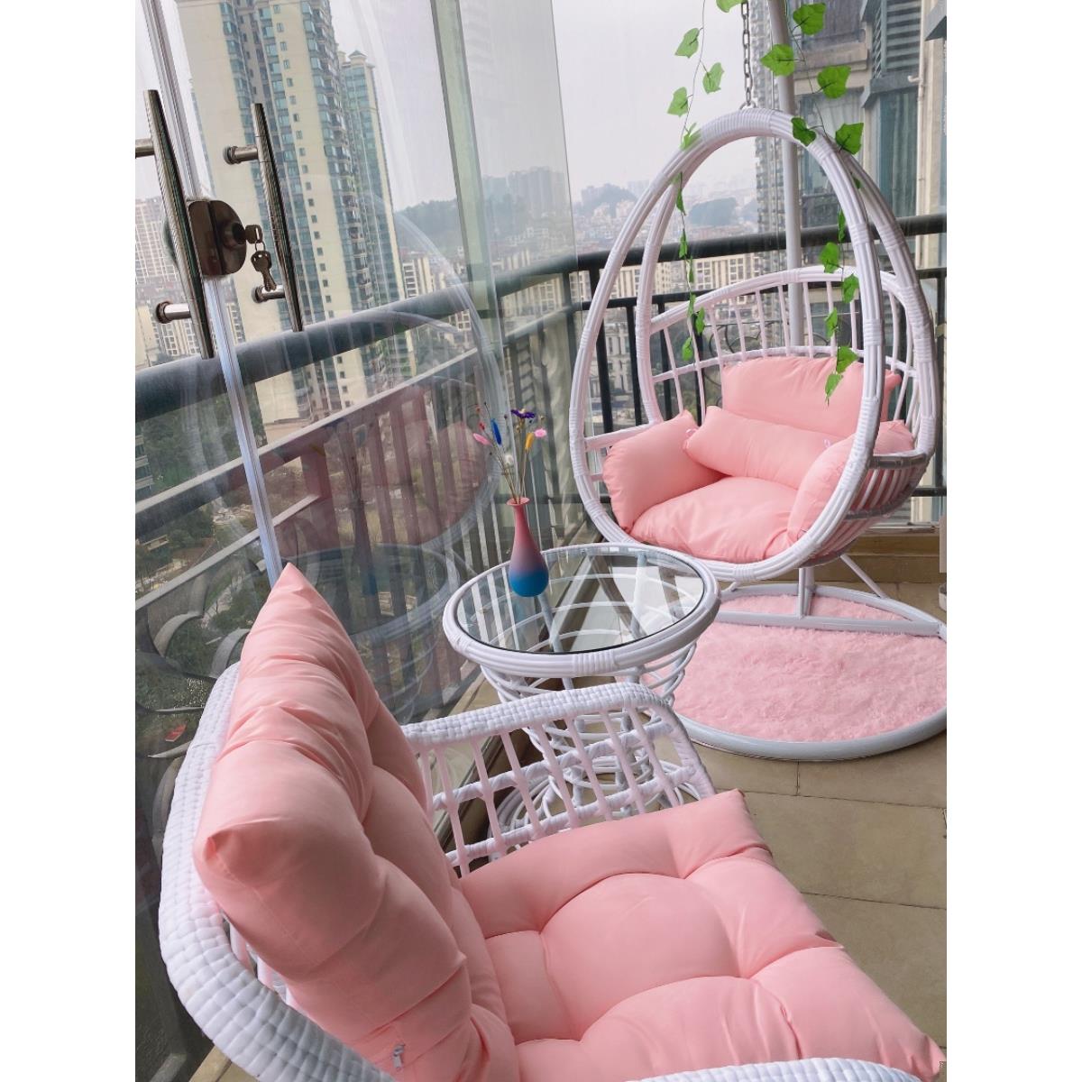 吊篮阳台摇篮椅懒人秋千室内单双人吊椅子网红摇椅家用仿藤椅吊床