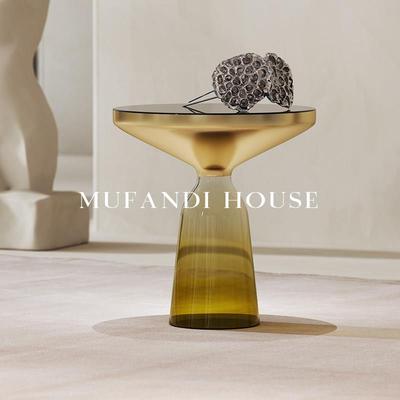 慕梵迪北欧轻奢钢化玻璃边几设计师简约现代创意圆几客厅沙发角几