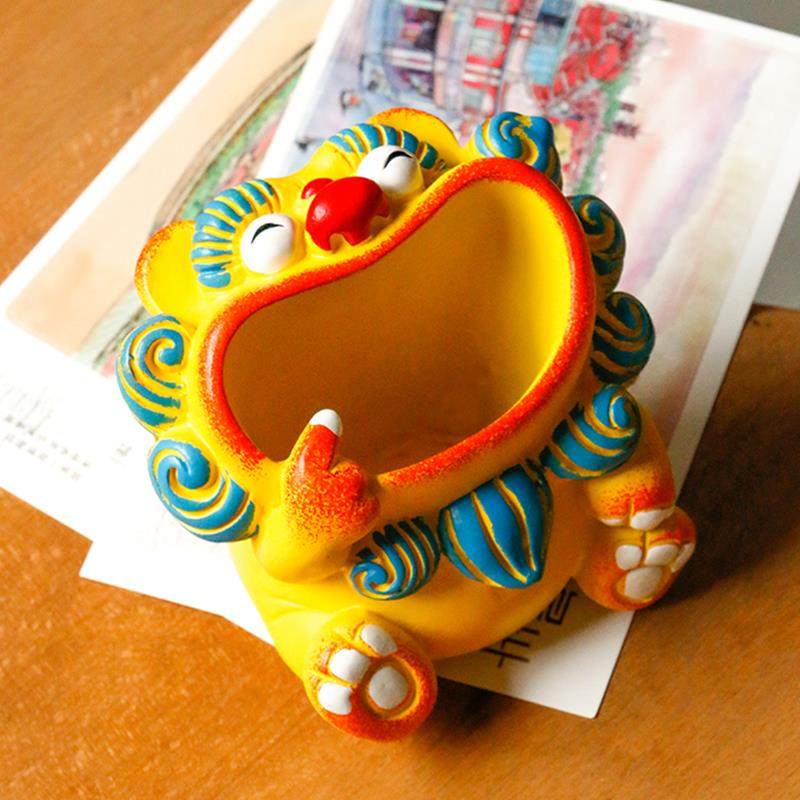 狮三百|吞八方笔筒 干饭人创意办公室桌面学生书桌文具收纳摆件