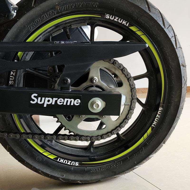 摩托车轮胎贴膜反光圈纸适用GSX250R改装防水个性英文字轮毂贴155