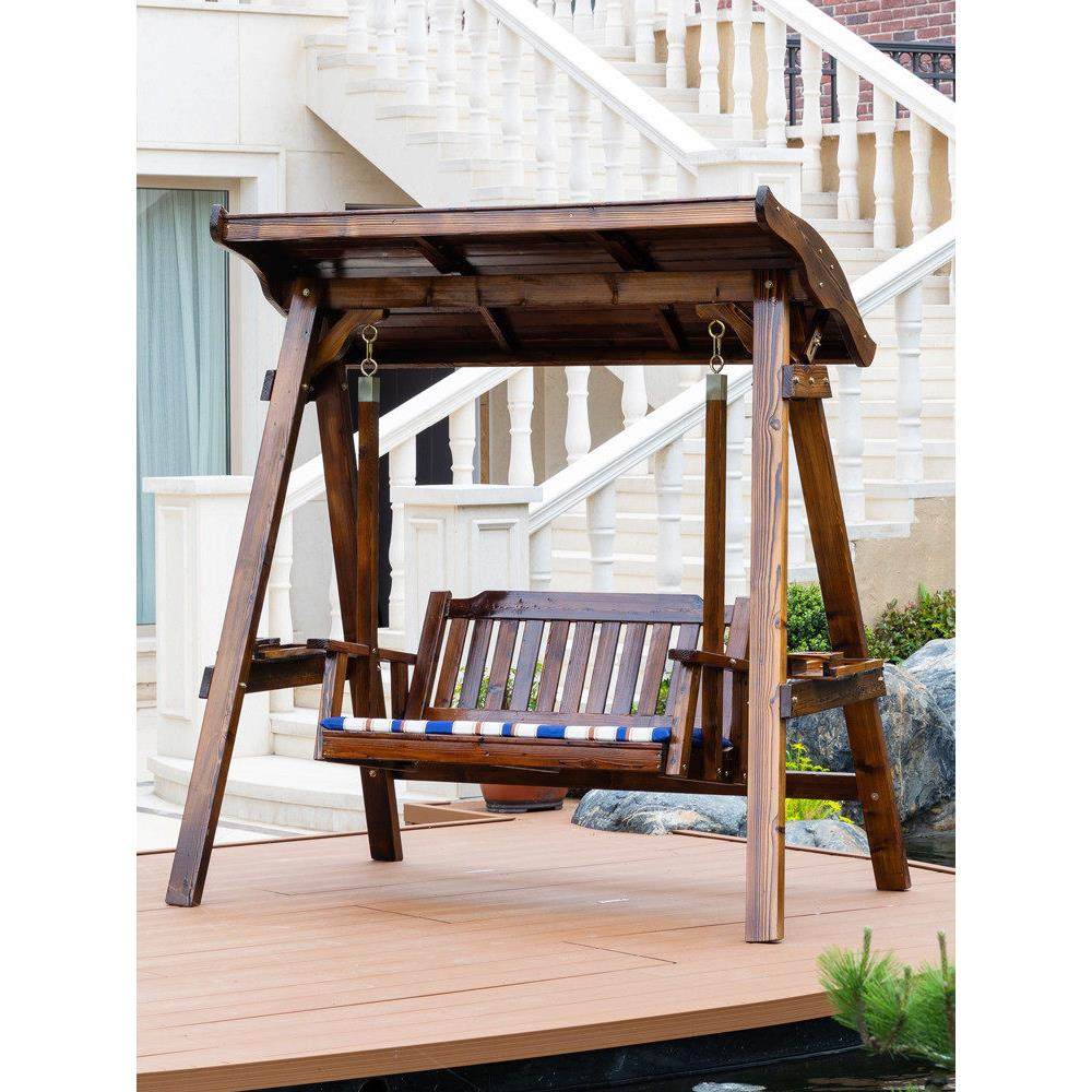 户外秋千吊椅家用室内阳台吊床椅室外庭院实木休闲 荡秋千双人摇