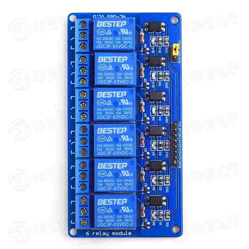 BESTEP6路电磁继电器模块3v5v12v24v低平电触发PLC继电器控制器板