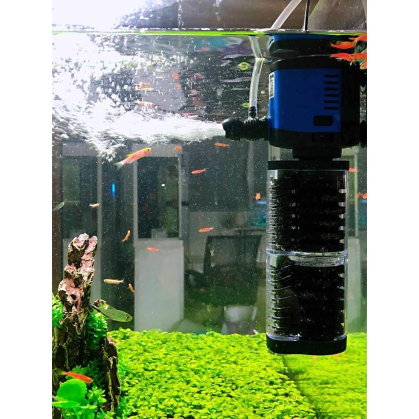 内置鱼缸过滤器静音增氧泵三合一潜水泵乌龟缸水族箱过滤设备