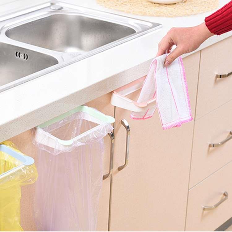 创意熊猫厨房门背式手提垃圾袋支架 家用橱柜门后抹布挂架垃圾架