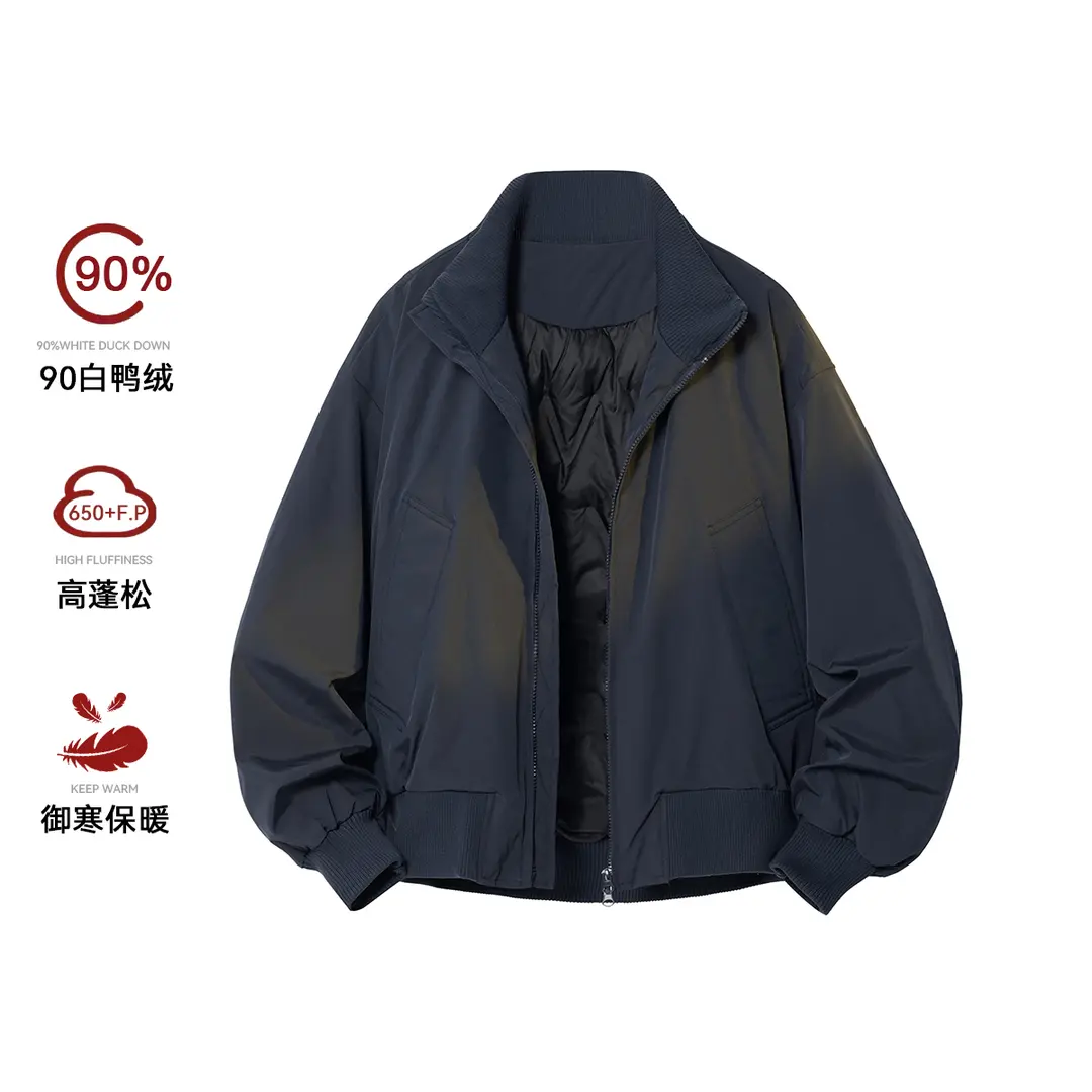 90白鸭绒羽绒服男女飞行员外套冬季美式工装夹克
