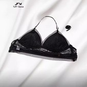 拉丁配饰豹纹吊带法式 蕾丝内衣挂脖美背文胸百搭内衣无钢圈三角杯