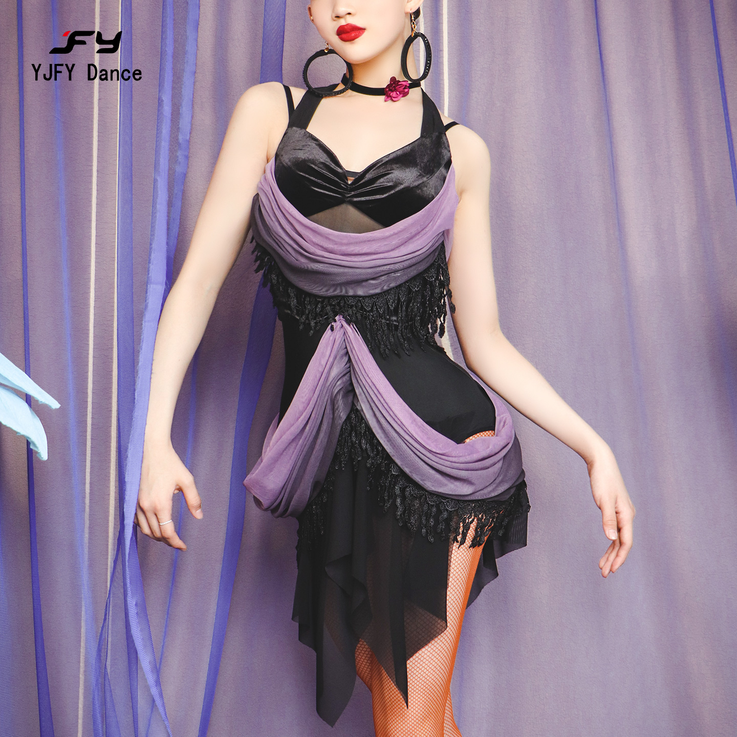 又见梵羽拉丁练功服紫色渐变裙