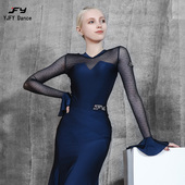 又见梵羽冬季 连体服摩登舞服TL623 网纱长袖 国标舞连体衣女 新款
