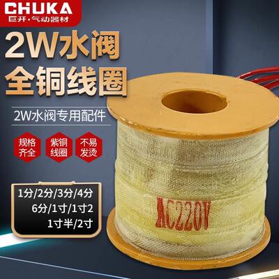 全铜电磁阀2W水阀线圈AC220VDC24V12V2分 4分 6分 1寸 2 1寸半2寸