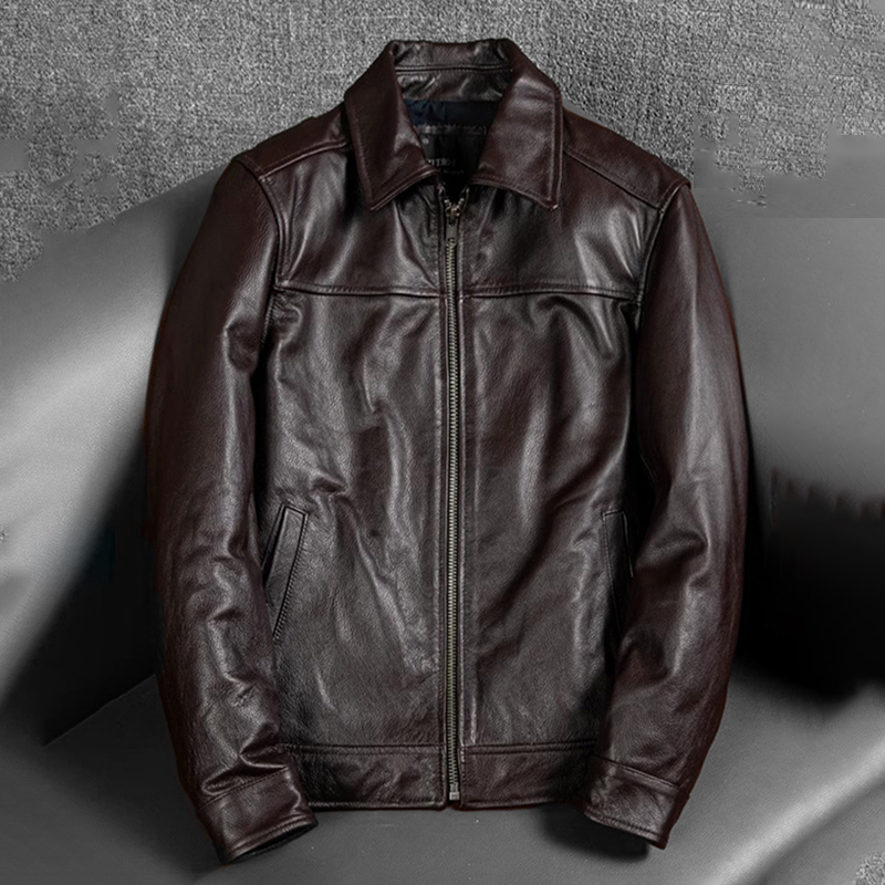Mapping香港高端正品男士皮衣简约复古真皮头层牛皮夹克休闲外套