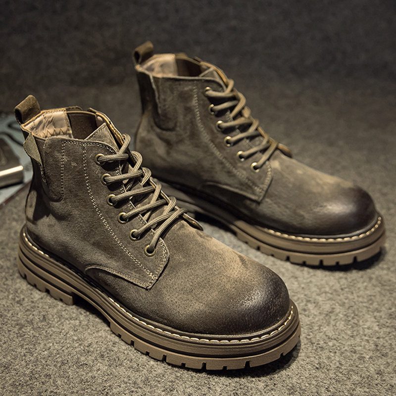 马丁靴男款秋冬季英伦风复古高帮短靴男士高级感真皮厚底工装靴子