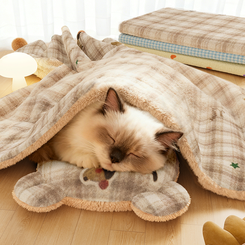 舒适宠物毛毯可盖可垫暖暖入眠