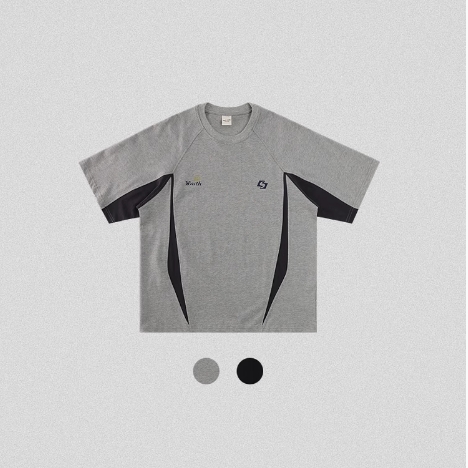 edge studio 边缘工作室 圆领短袖撞色拼接小众设计运动风T恤男夏