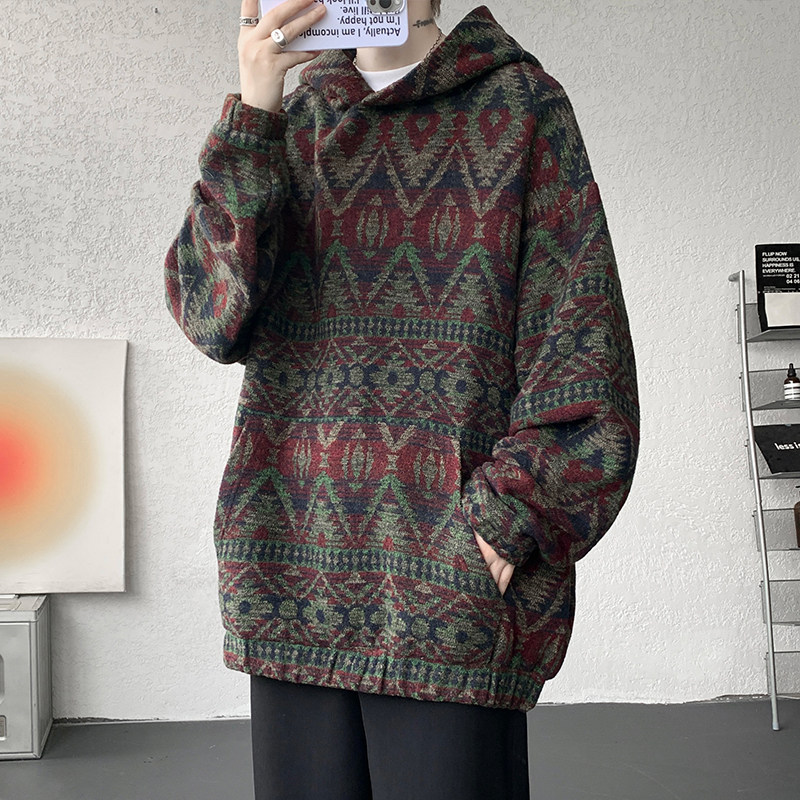 edge studio 边缘工作室秋季休闲潮流连帽500g重磅大码毛呢卫衣男