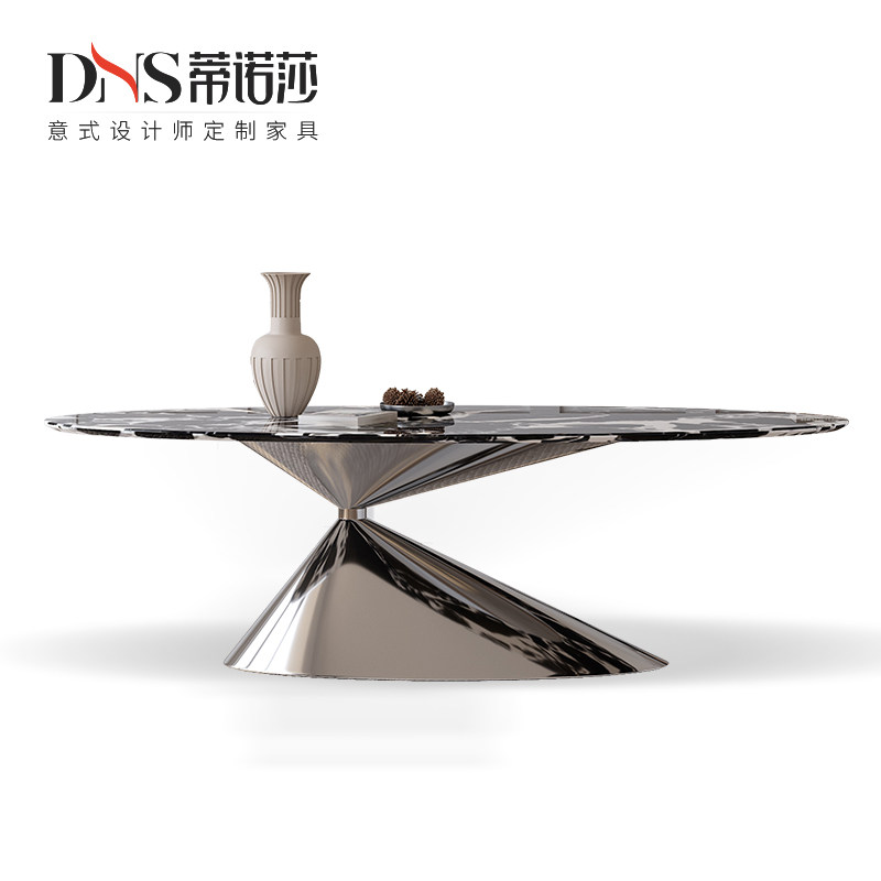椭圆形天然大理石飞碟餐桌图片