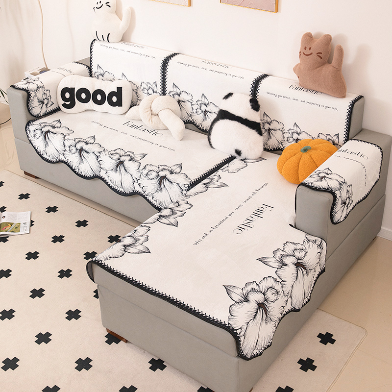 沙发垫冬季毛绒2025新款皮沙发专用坐垫三座一贵妃沙发套罩盖布巾