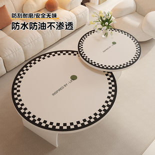 圆形茶几桌垫2025新款轻奢高级感餐桌布免洗防油防水台面保护垫子