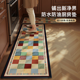 厨房防滑防油地垫可擦免洗新款 厨房脚垫子家用耐脏吸水地毯 美式