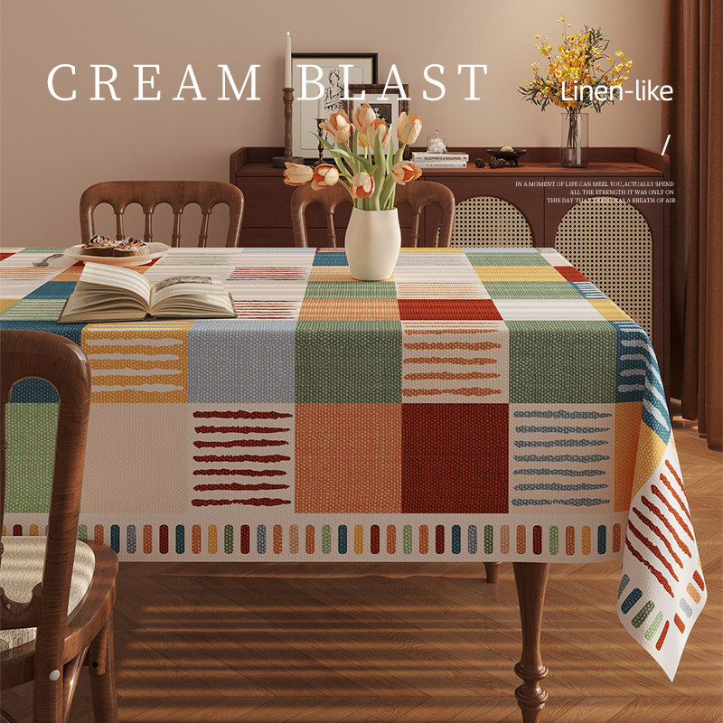 中古风餐桌布2025新款防水耐脏耐磨免洗桌垫轻奢高级感茶几盖布