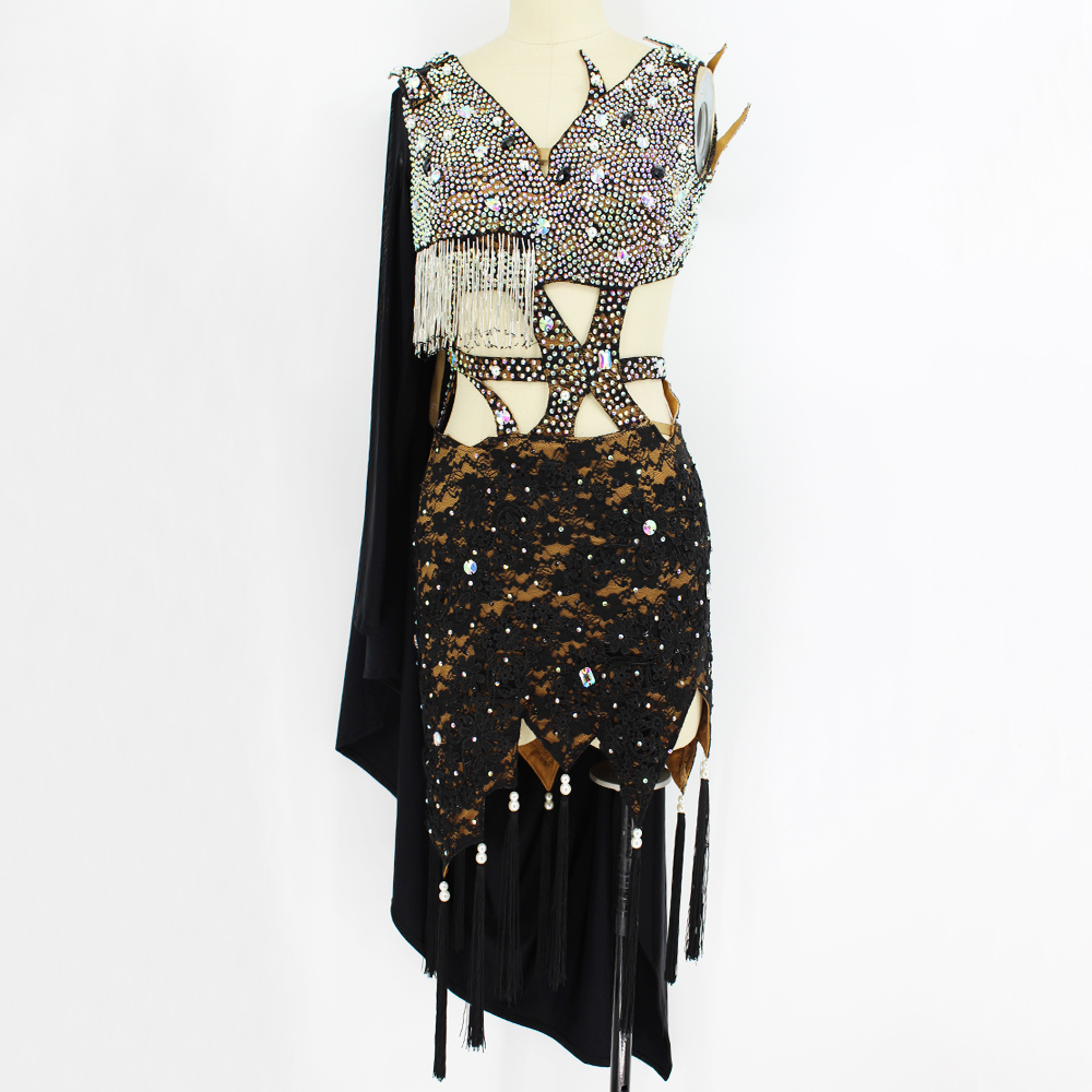 新款拉丁舞裙 漏背成人拉丁舞比赛服满钻儿童拉丁舞演出表演服K61