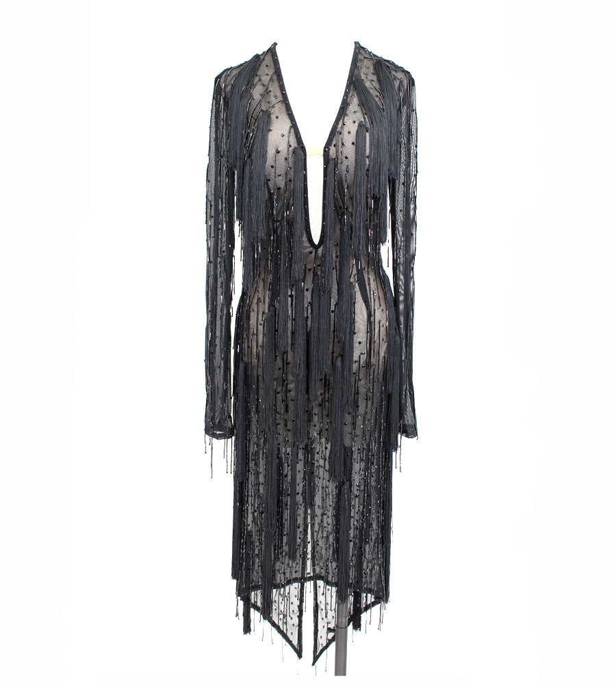 新款拉丁舞裙 晶管成人拉丁舞练功服 流苏 儿童拉丁舞表演舞裙K16