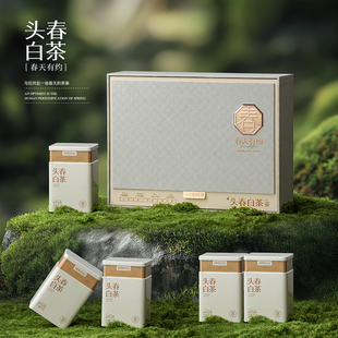 新款茶叶罐铁罐礼盒半斤装安吉白茶奶白茶茶叶包装盒春茶礼盒空盒