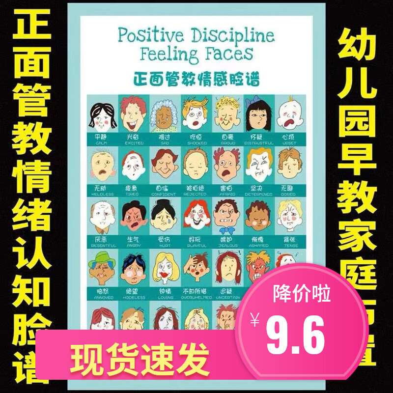 情绪认知脸谱图36儿童卡片管理表达宝宝早教训练管教正面感受幼儿
