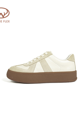 韦恩Wayne Flex轻便休闲拼色舒适圆头百搭潮流时尚复古德训鞋女款