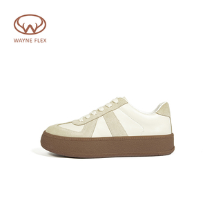 韦恩Wayne Flex轻便休闲拼色舒适圆头百搭潮流时尚复古德训鞋女款
