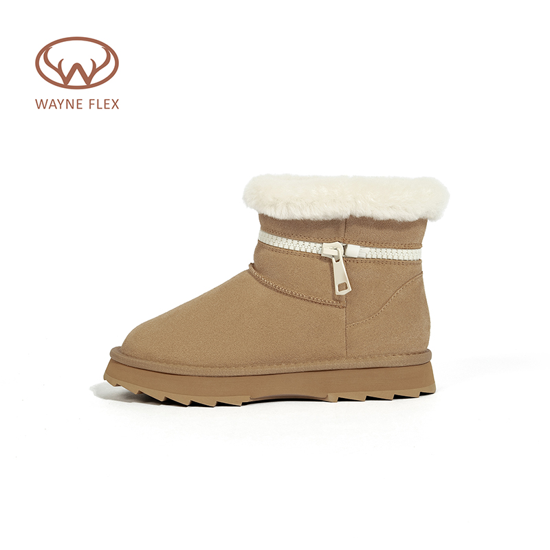 韦恩加厚棉鞋羊皮毛一体雪地靴