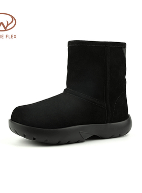 韦恩Wayne Flex套筒加厚加绒雪地棉鞋女羊皮毛一体厚底雪地靴