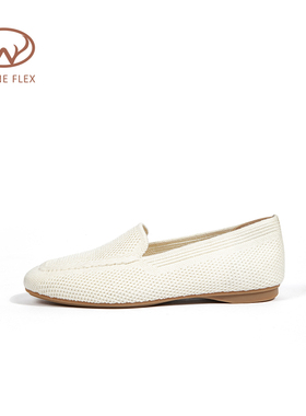韦恩Wayne Flex一脚蹬百搭舒适飞织乐福鞋透气平底保暖单鞋女