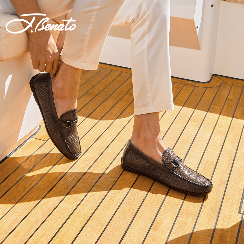 宾度商务休闲皮鞋真皮豆豆鞋