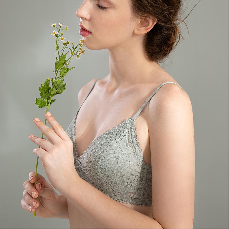 三角杯少女法式蕾丝文胸性感胸罩女式胸衣奶