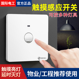 86型暗装 二线楼道感应触摸延时节能led灯220V物业声控开关面板