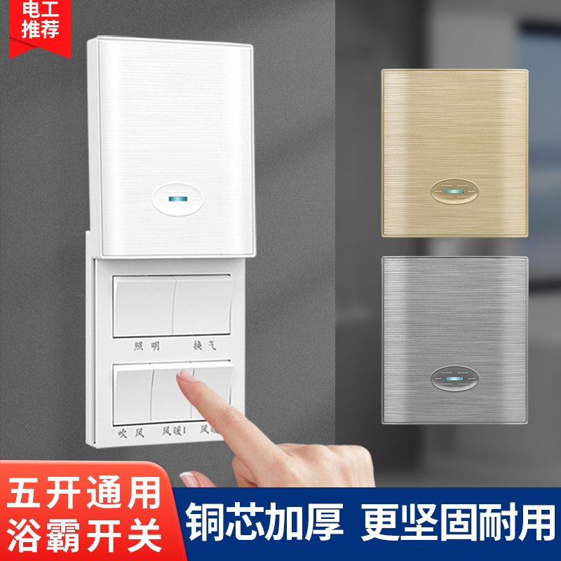 国际电工浴霸开关86型暗装浴室五合一风暖浴霸通用16A大功率家用