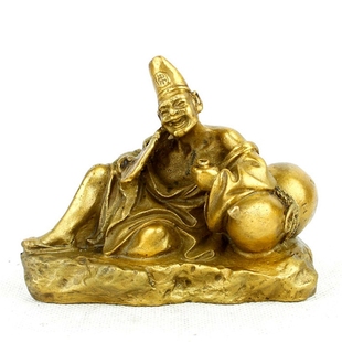 纯铜济公佛像摆件济公活佛家用佛像中式送礼摆饰工艺品